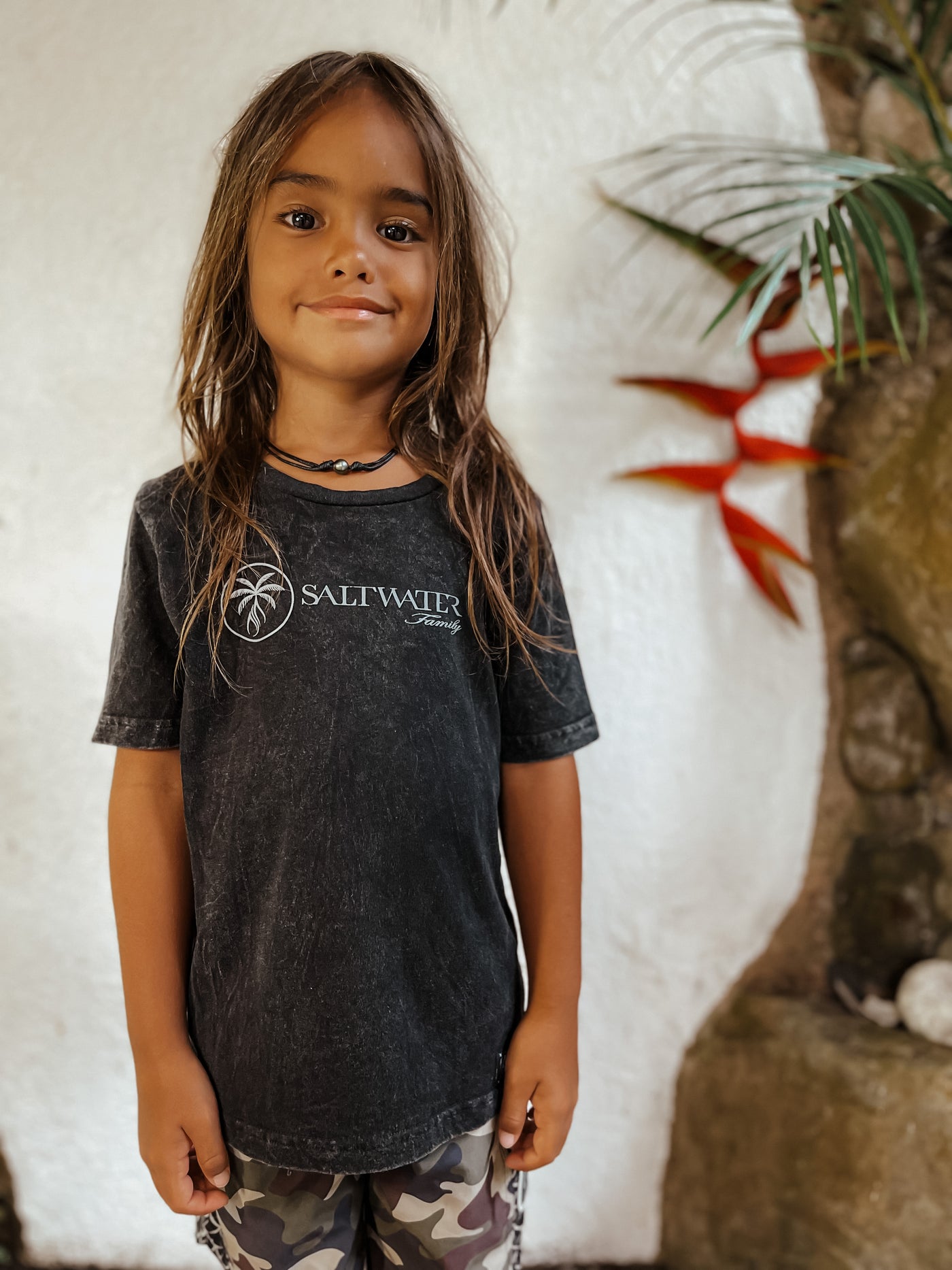 T-shirt garçon classic noir « Tahitian x army »